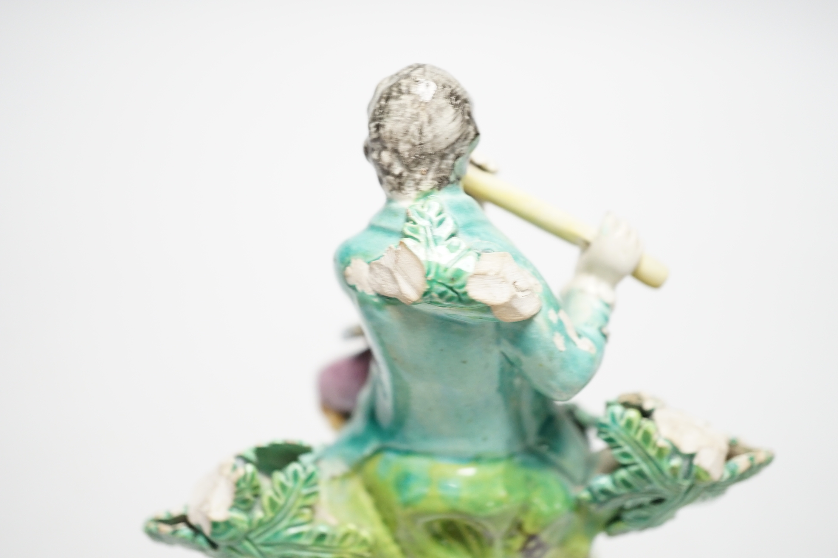 A Staffordshire pearlware musician figure group, c.1820, 16cm